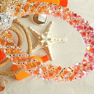 Orange Peach Bracelet Preciosa Crystal Russian Spiral Bracelet Bracelet